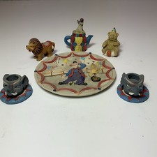 Vintage 1995 Miniature Resin CIRCUS 10-Piece Tea Set Old Store Stock