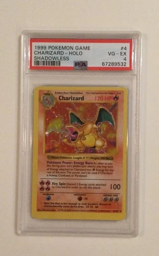 CHARIZARD Shadowless - Holo- 1999 Pokemon Base Set #4 - GRAIL - PSA 4