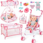 deAO Baby Doll Stroller Crib Bed Nursery Role Play Set Baby Doll Accessories ...
