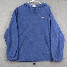 Adidas Fleece Hoodie Sweatshirt Men's Medium Blue Pullover Basketball Logo