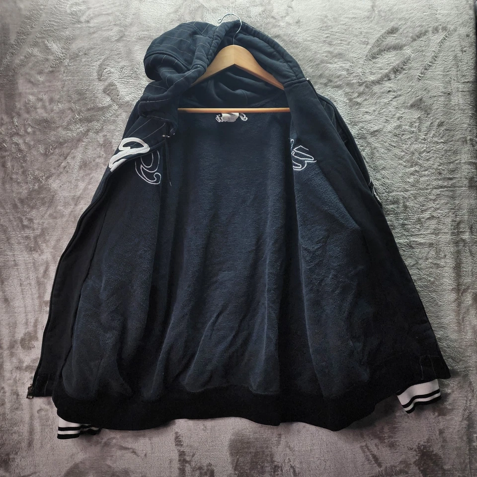 Vintage G-Unit 50 Cent Heavyweight Zip Up Hoodie 2XL Black Pinstripe Y2K Hip Hop - Image 3 of 4