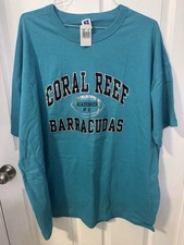 VTG Russell Coral Reef High School Barracudas Miami T-Shirt 3XL NWT Usa Made