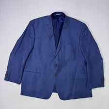 Ralph Lauren Mens 50R Blue Plaid Silk Wool Blazer Sport Coat 2 Button Wedding