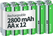 AA Rechargeable Batteries 2800 mAh High Capacity 1300 Cycle,1.2V NiMH Low Self