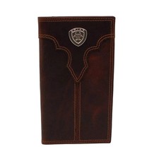 A3550002 Ariat Men's Center Bump Shield Logo Rodeo Wallet - Brown NEW