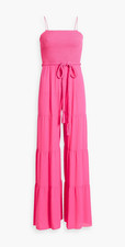 Alice + Olivia Jumpsuit Womens 4 Pink Candy Smocked Bodice Spaghetti Strap New