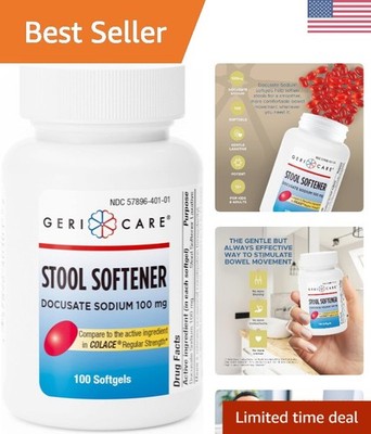 Easy-Swallow Docusate Sodium Laxative Softgels - Gentle 100mg Relief for Adults