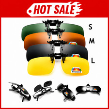 4 Color Grey Lenses Polarized Sunglasses Clip on Flip up UV 380 Driving Fishing