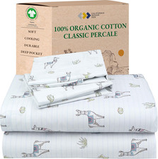 Printed Luxury Sheets King Size Set - 100 Organic Cotton, Soft and Crisp Percal