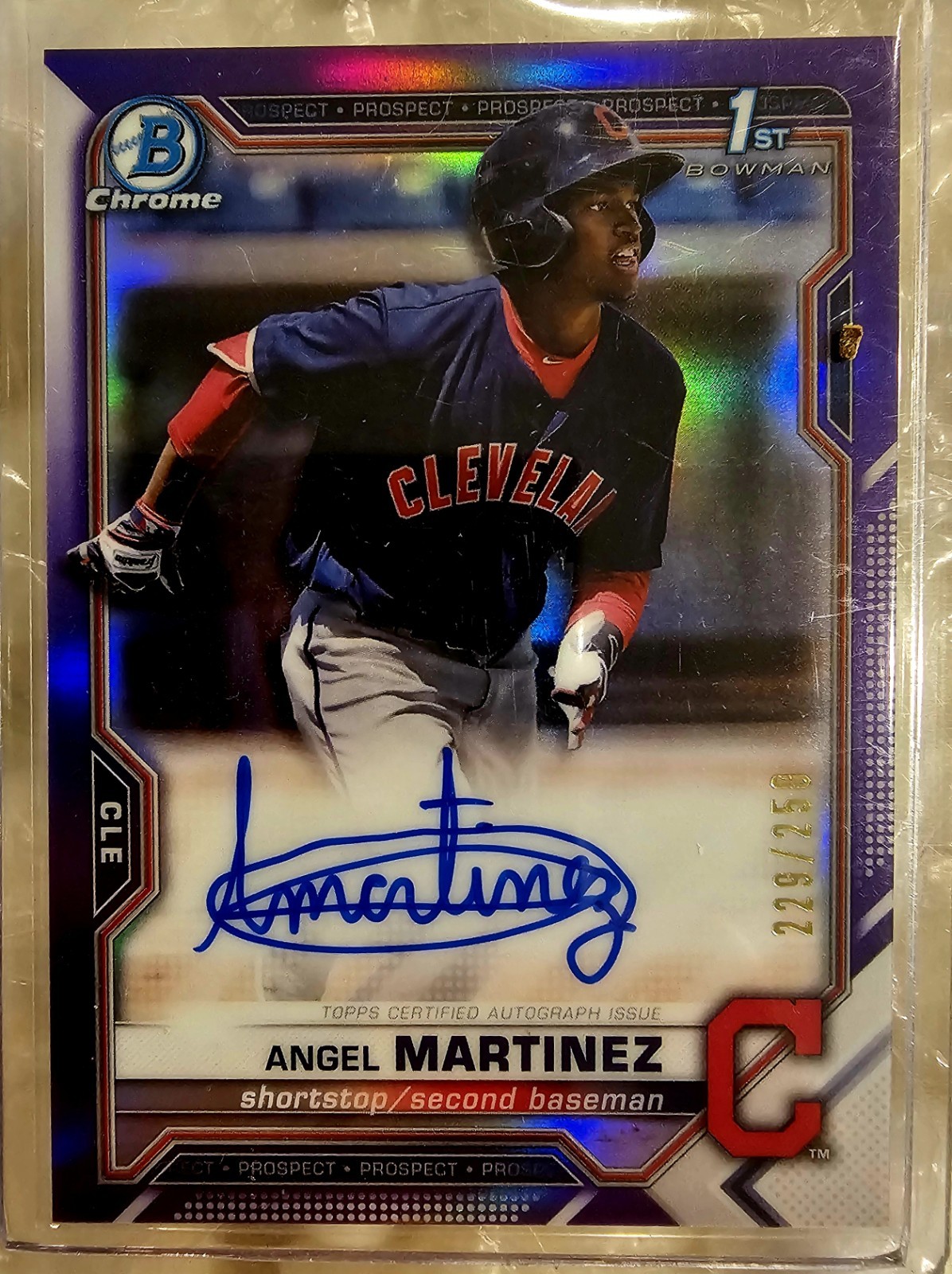 2021 1st Bowman Chrome Angel Martinez Purple Refractor Auto RC /250 🔥📈