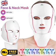 Wireless LED Facial Mask with Neck 7 Color Photon Skin Repair Beauty Tool