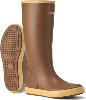 HISEA Mens Rubber Boots, 100% Natural Tall Rain Boots with 12, Copper 