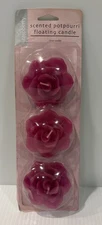 Floating Candles Raspberry Scented Potpourri 3 Pack Pink Rose Shape PACKAGE FLAW