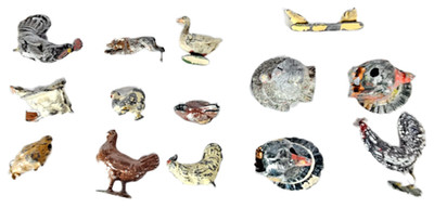 Job Lot 14x Britains Lead Farm Animals Poultry Chicken Turkey Duck Trough Unbox.
