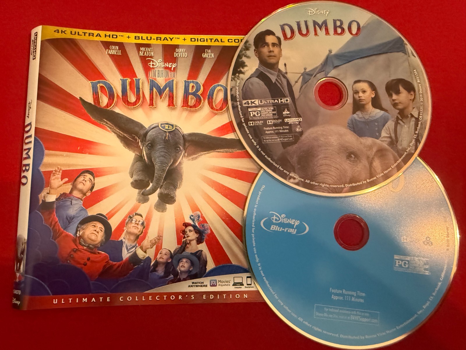 Dumbo (4K Ultra HD Blu Ray, 2019) 2 disc & artwork only no case