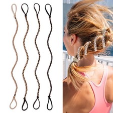 4 PCS 17 Inch Spiral Braided Hair Ties For Sports No Damage Mix Color 41