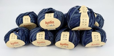 Lot of 8 Skeins Katia Scala Yarn   Shade Blue   Merino Wool Blend   50g Each