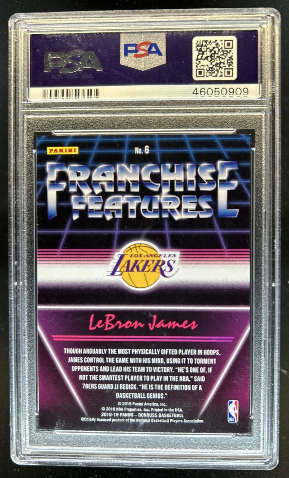 2018-19 Donruss LeBron James Franchise Features Holo Yellow Laser #/25 PSA 9 view 2
