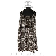 Chanel 14P Spring Summer Dot Dress Viscose Size 40 Length 35.4 in