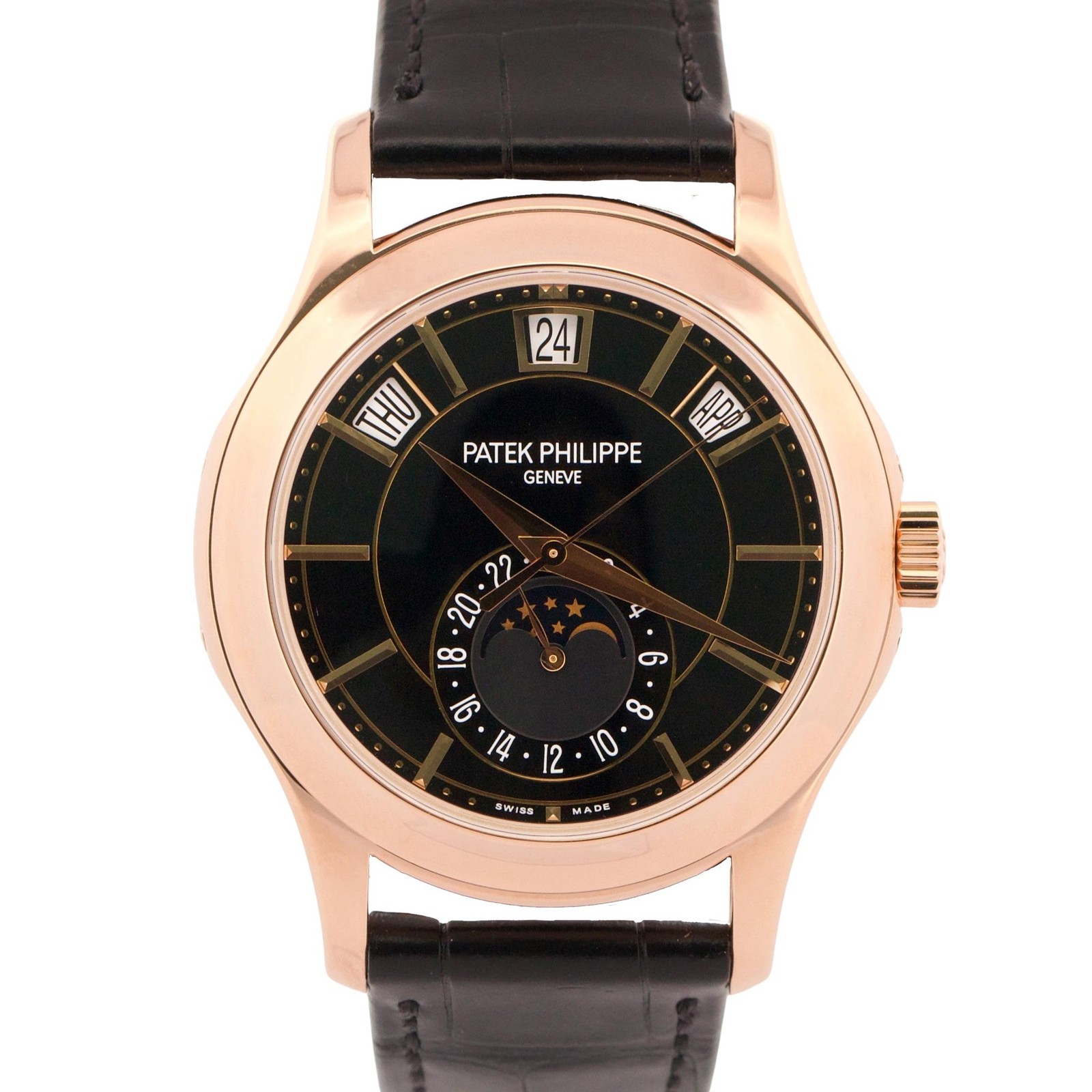 PAPERS Patek Philippe Annual Calendar Complications Black 18K Gold 5205R-010 BOX