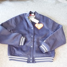 Puma Sticker Pack Varsity Jacket Navy Blue Wool Blend 632832 01 Mens Medium NEW