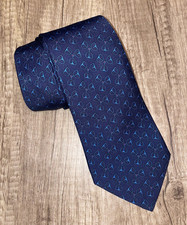 Hermes Men's Tie - Navy and Blue - 100 Silk - Rare Design - Made in France