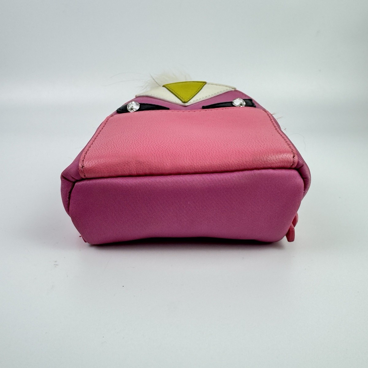 FENDIバック AUTH Fendi Monster Bag Pink Backpack Charm Leather Nylon Fur Nano