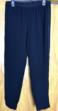 Vince Sz M Black Tuxedo Stripe Elas Waist Gathered Ankle Comfort Career Pants