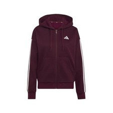 adidas Essentials 3Stripes FullZip Fleece Hoodie Womens Red Casual Outerwear SB1