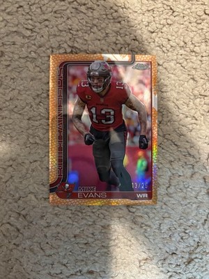 Mike Evans /25 SSP 2025 Topps Chrome FOOTBALL LEATHER ORANGE Bucs NFL 49ERS