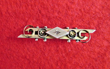 Victorian 9 ct Gold & Diamond Set Brooch - 45mm long