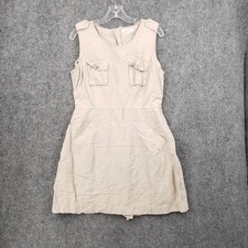 Calvin Klein Dress Womens 6 Beige Mini A line Sleeveless Zip Back Utility
