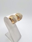 SWAROVSKI Swan Logo Gold Tone Half-Hoop Clip Earrings Clear Crystal Pave — photo 2