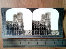 Antique Keystone Stereoview Ruined Cathedral of Reims WWI France 1910s