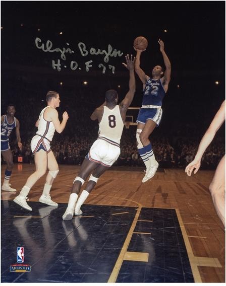 Elgin Baylor Autographed Signed Los Angeles Lakers LA Lakers 8x10 Shooting Photo w/ "HOF 77-Fanatics 
