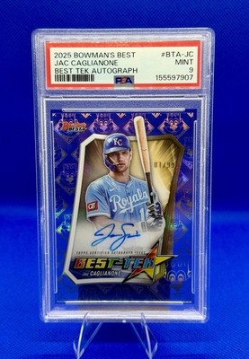 2025 Bowman s Best Jac Caglianone Best-Tek Acetate Auto 1/99 Bookend (RC) PSA 9