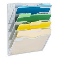 5 Pocket Mesh Hanging Wall File Organizer Mail Document Holder White