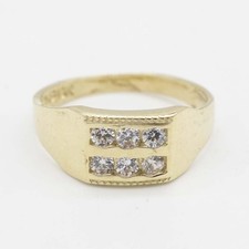 Baby Rectangle CZ Ring Real 10K Yellow Gold Size 1