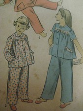 Vintage Advance 4180 SHORT  LONG SLEEVED PAJAMAS Sewing Pattern Child Girl Sz 4