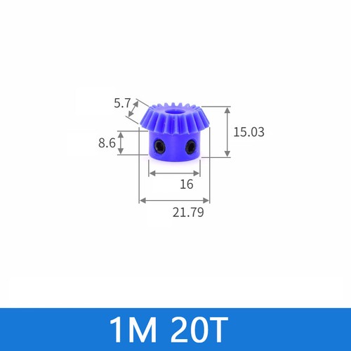 Bevel Gear 1/1.5/2 Module Blue Nylon Bevel Gears 90° 1:2 Transmission Bevel Gear - Picture 11 of 20
