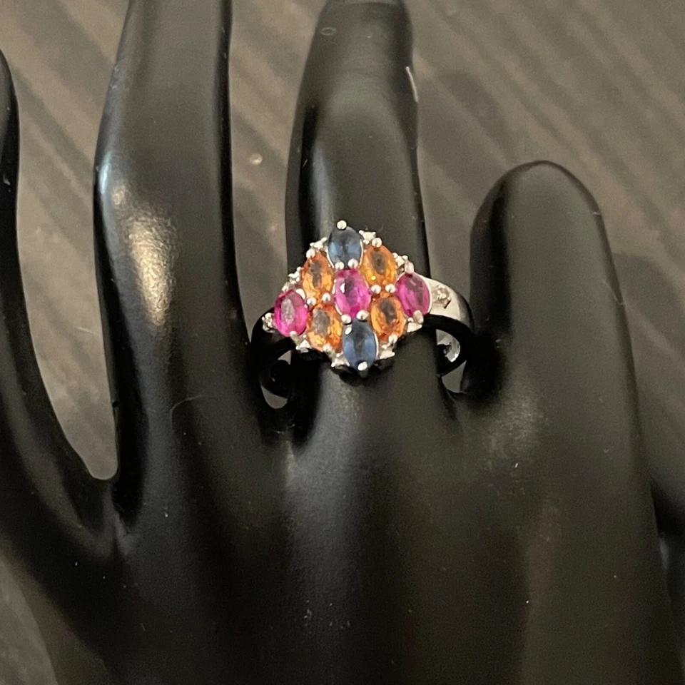 Diamantes de zafiro rubí genuino de plata de ley talla R1/2. Gemas TV. PVP £245 Foto 2 de 4