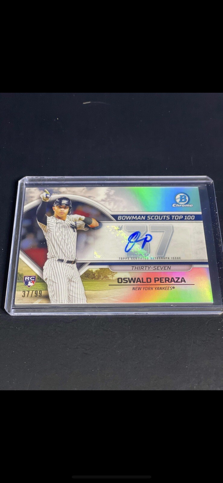 2023 Bowman Chrome Scouts Top 100 OSWALD PERAZA AUTO /99 Rookie RC