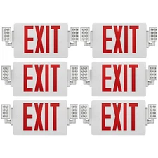 UL Listed- 6 Packs Red Exit Sign with Emergency Light Battery Backup-120/270VAC.