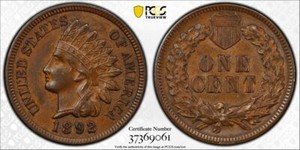 1892-1C-PCGS-AU55-Indian-Cent-Not-labeled-Die-Clash-RicksCafeAmerican-com