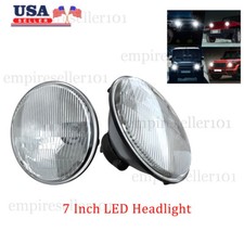 7 Inch Led Glass Headlight Round Original Classic Look Conversion Chrome Pair