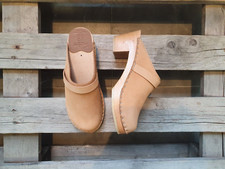 Swedish Clogs Troentorp Da Vinci Light Tan Mid Size US Womens 8 / EU 38