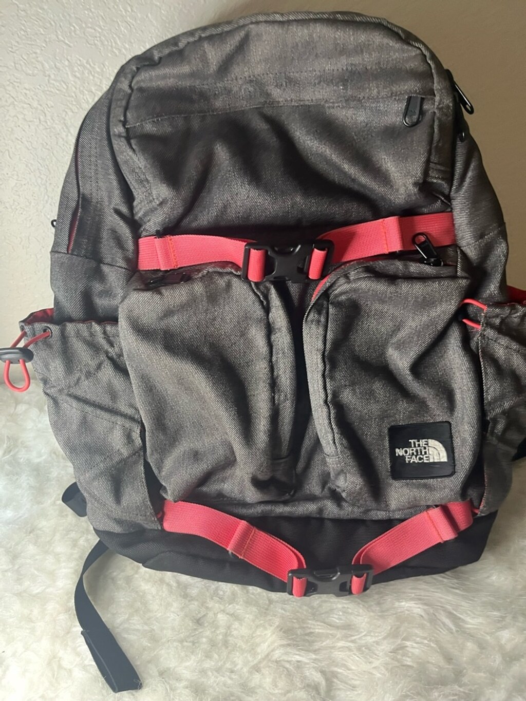 The North Face Mondaze Laptop Pack Gray and Pink Large Backpack