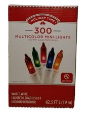 HOLIDAY TIME 300 Multicolor Mini Lights Indoor Outdoor 62.5 Ft White Wire E-01 