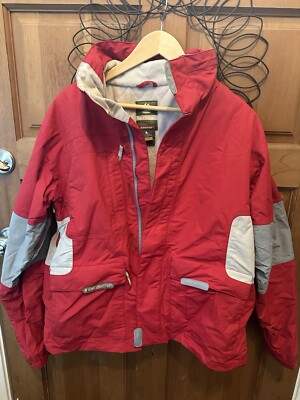 BURTON SNOWBOARD TACTIC JACKET L Womens Ski Fleece Lined Coat Red Pockets Winter