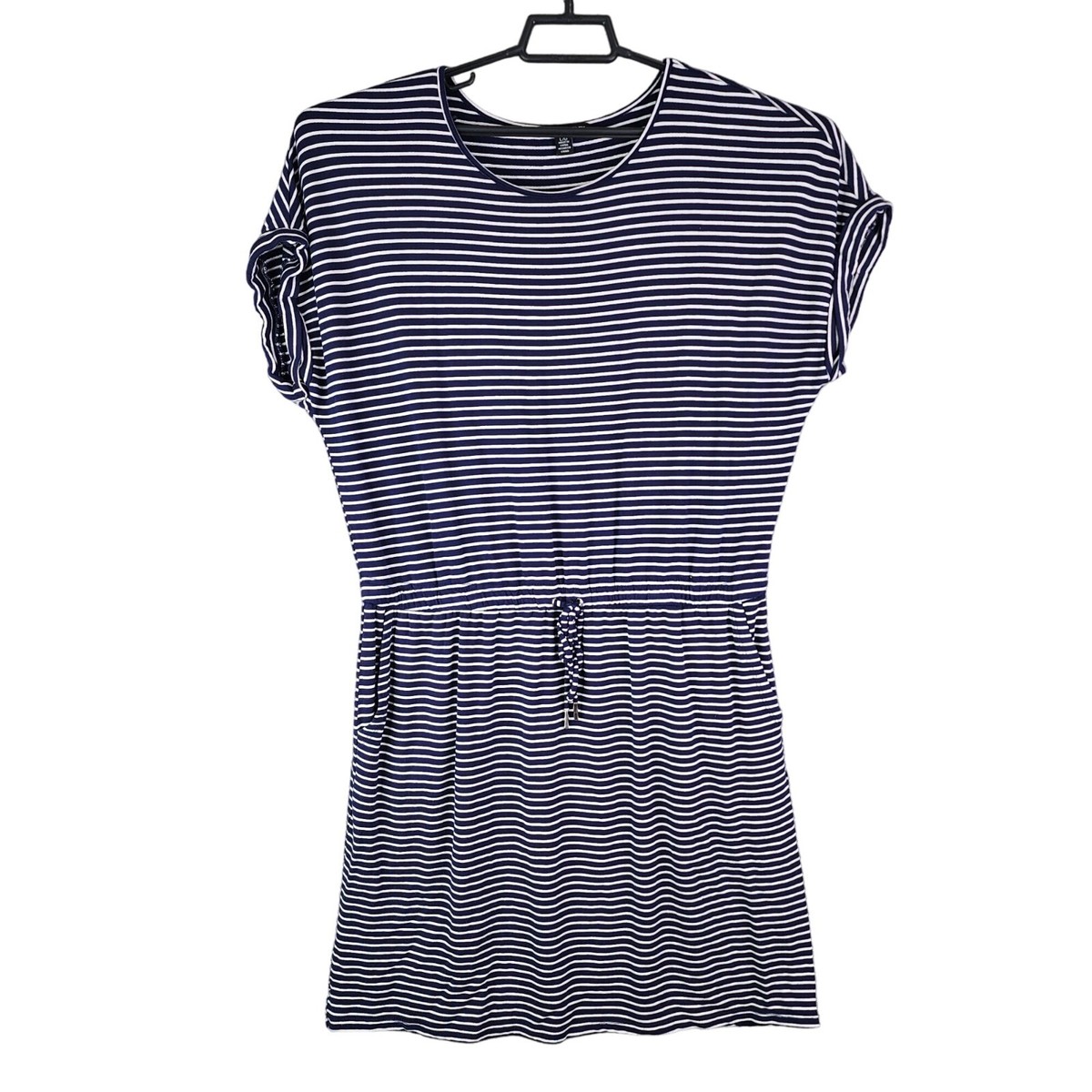 Hilary Radley Womens Short Sleeve Dress Size: M, Color: Lavender&Off-White, Women's, Size: Medium